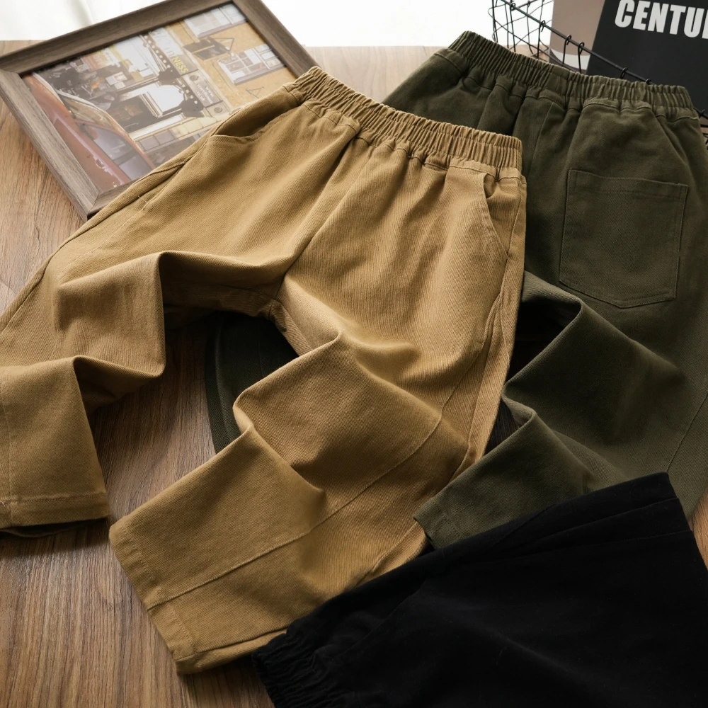 男童儿童秋季新款休闲净版百搭长裤中大童简约裤子26623