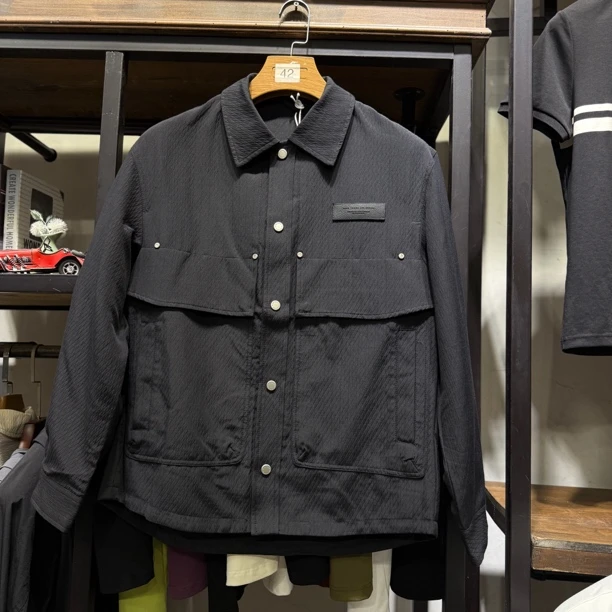 宽松型耐磨标准春秋翻领秋季夹克梭织运动高智淡人风7172