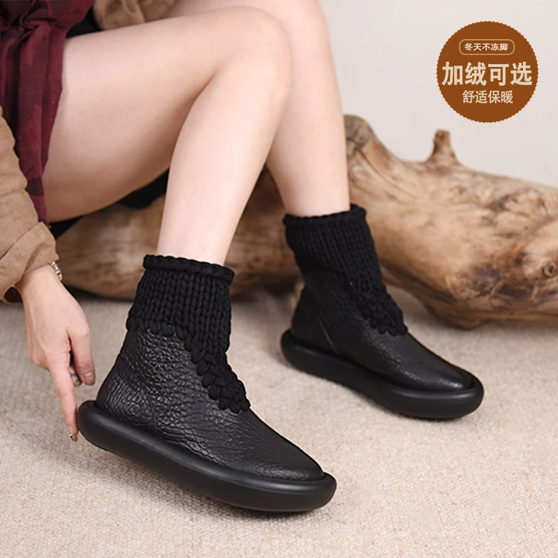 Artmu阿木原创复古手工女靴厚底短靴新款短筒靴秋冬弹力靴8687-8