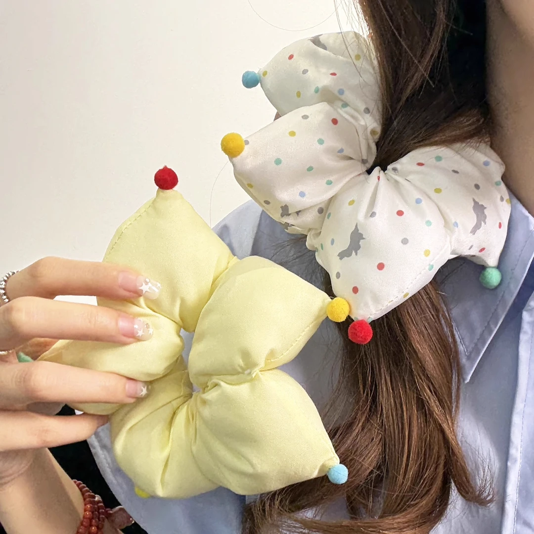 彩色波点大肠发圈女高级感可爱五角星海绵创意皮筋头饰丸子头发绳