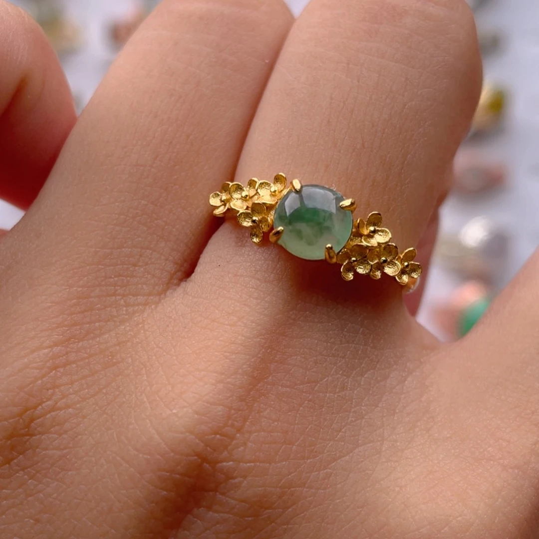 翡翠戒指银S925镶嵌1111111