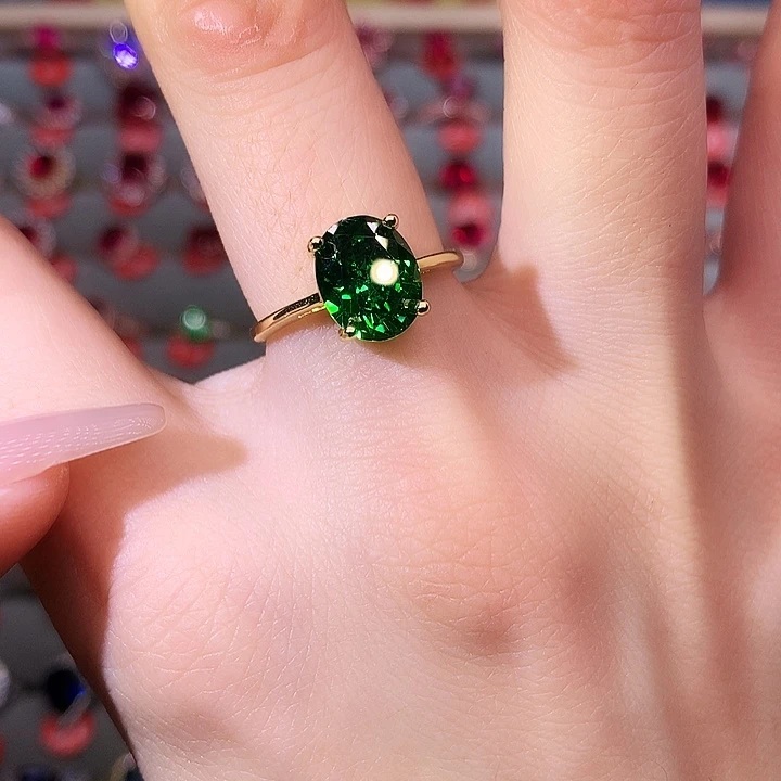 透辉石戒指银S925镶嵌