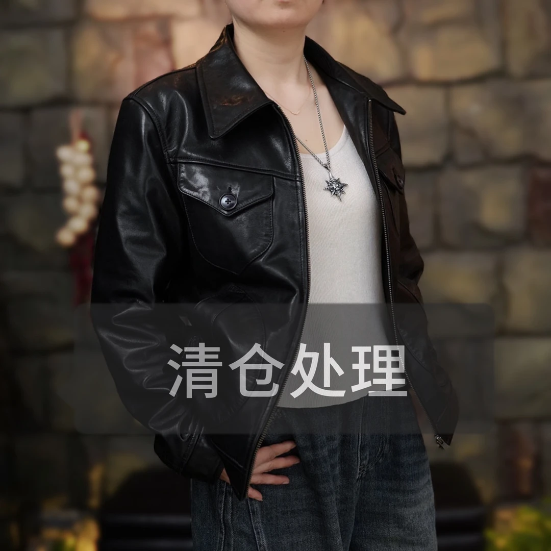 男士修身山羊皮衣休闲百搭青年帅气春秋夹克潮