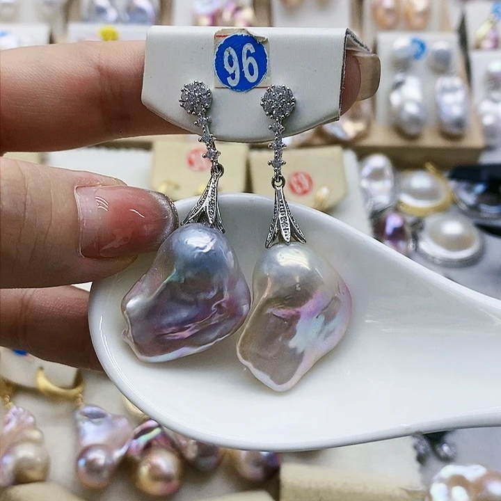 银S925镶嵌淡水珍珠耳饰B****)