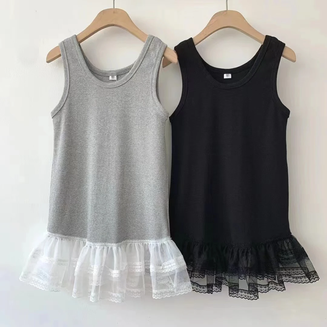 【July七月】NO退换-韩国正品东大门T家蕾丝蓬蓬裙背心打底