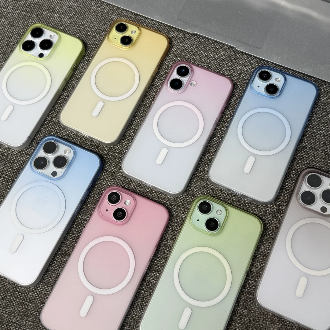 雅天立ins简约渐变磨砂磁吸适用苹果16/13手机壳iPhone15promax软