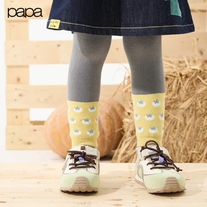 【秀场同款】papa爬爬秋季儿童蔬果毛圈打底袜裤舒适保