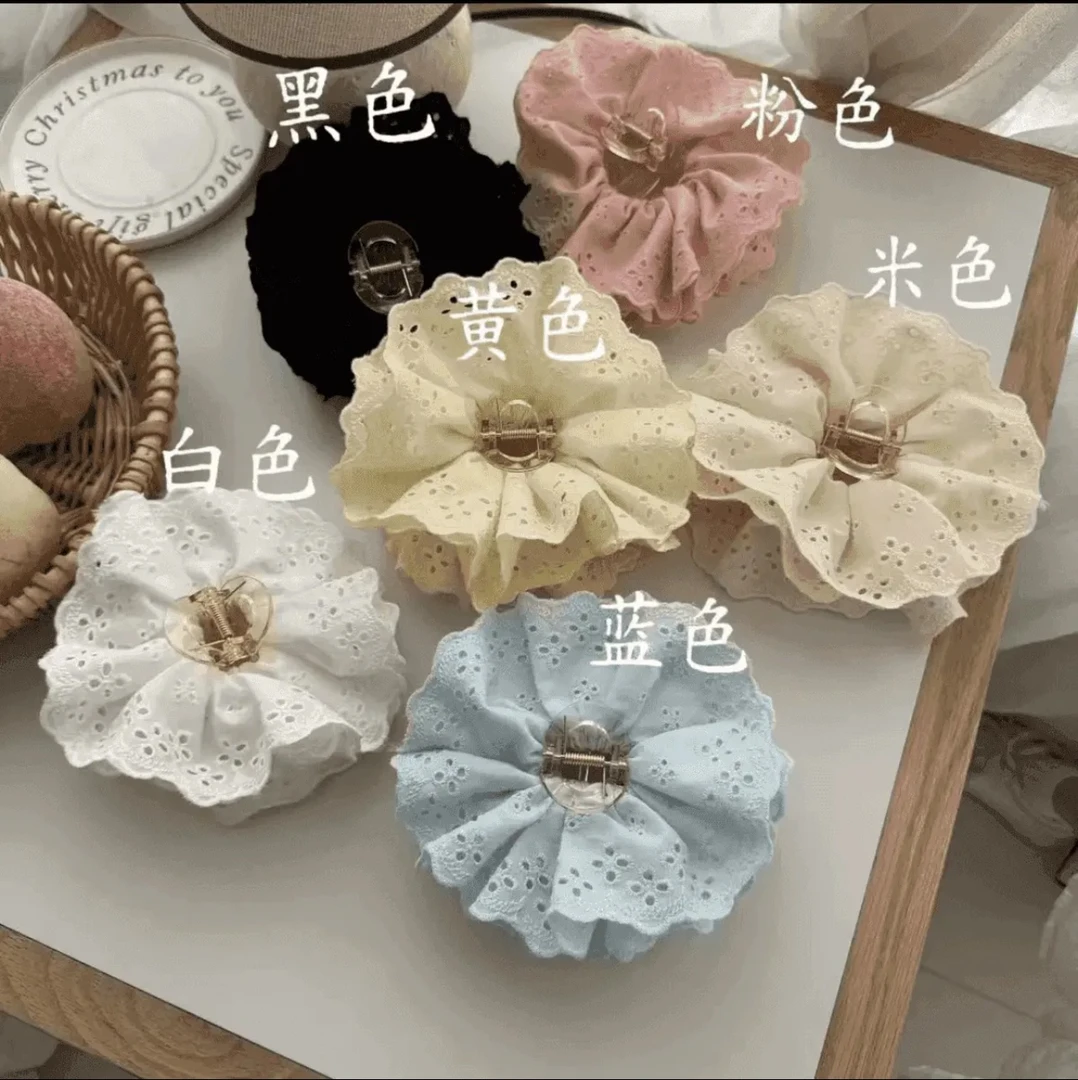 諾妍 法式芭蕾~2025新款超仙四层蕾丝花边马尾夹抓夹发饰气质盘发