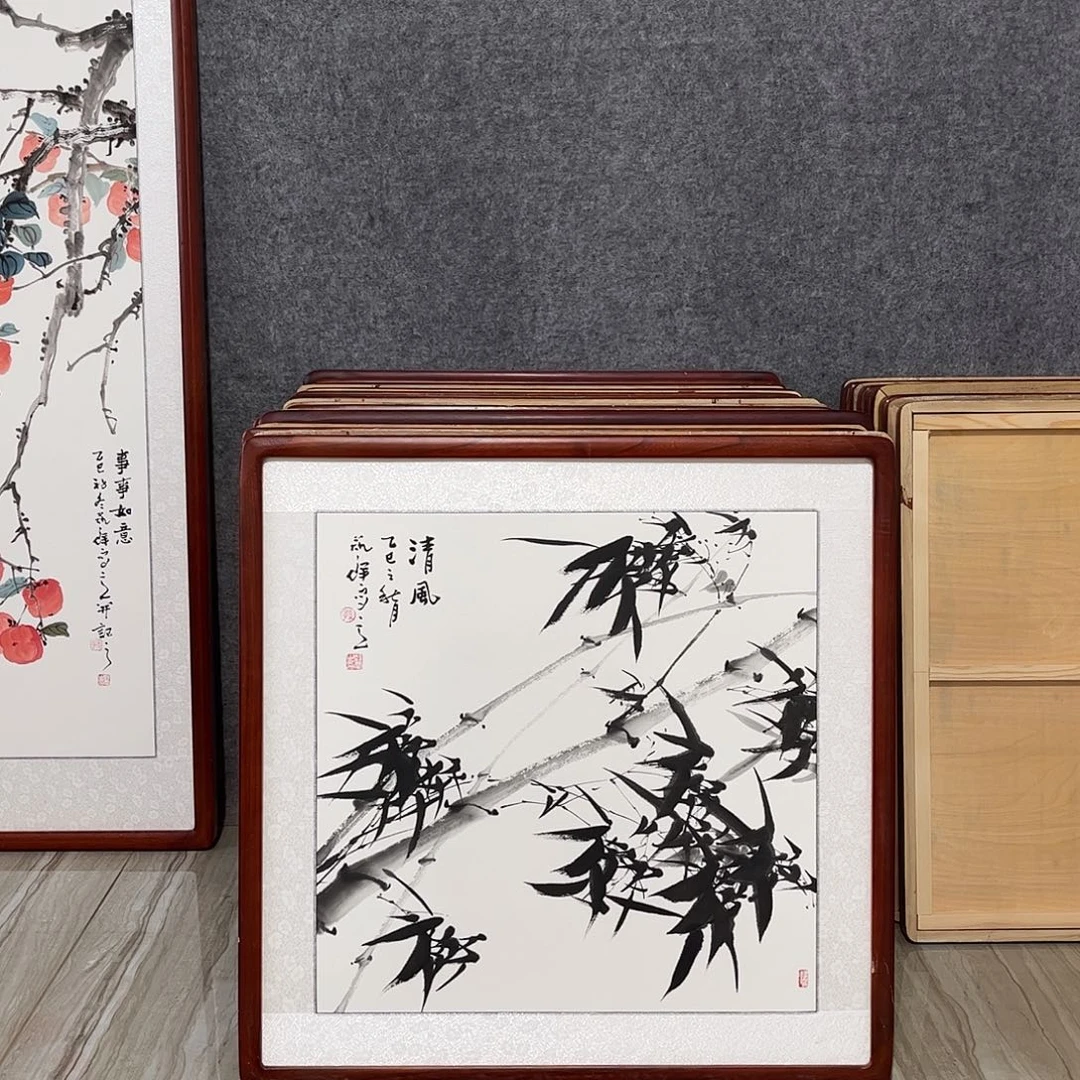 国画书画作品带框63×63