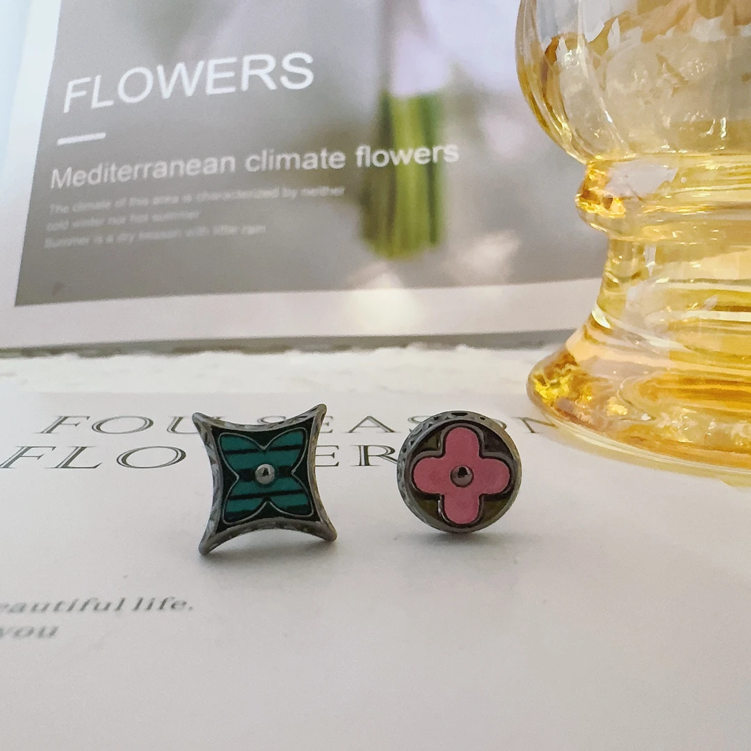 铜合金花岗石耳饰 1147 AB款不对称尖花耳钉