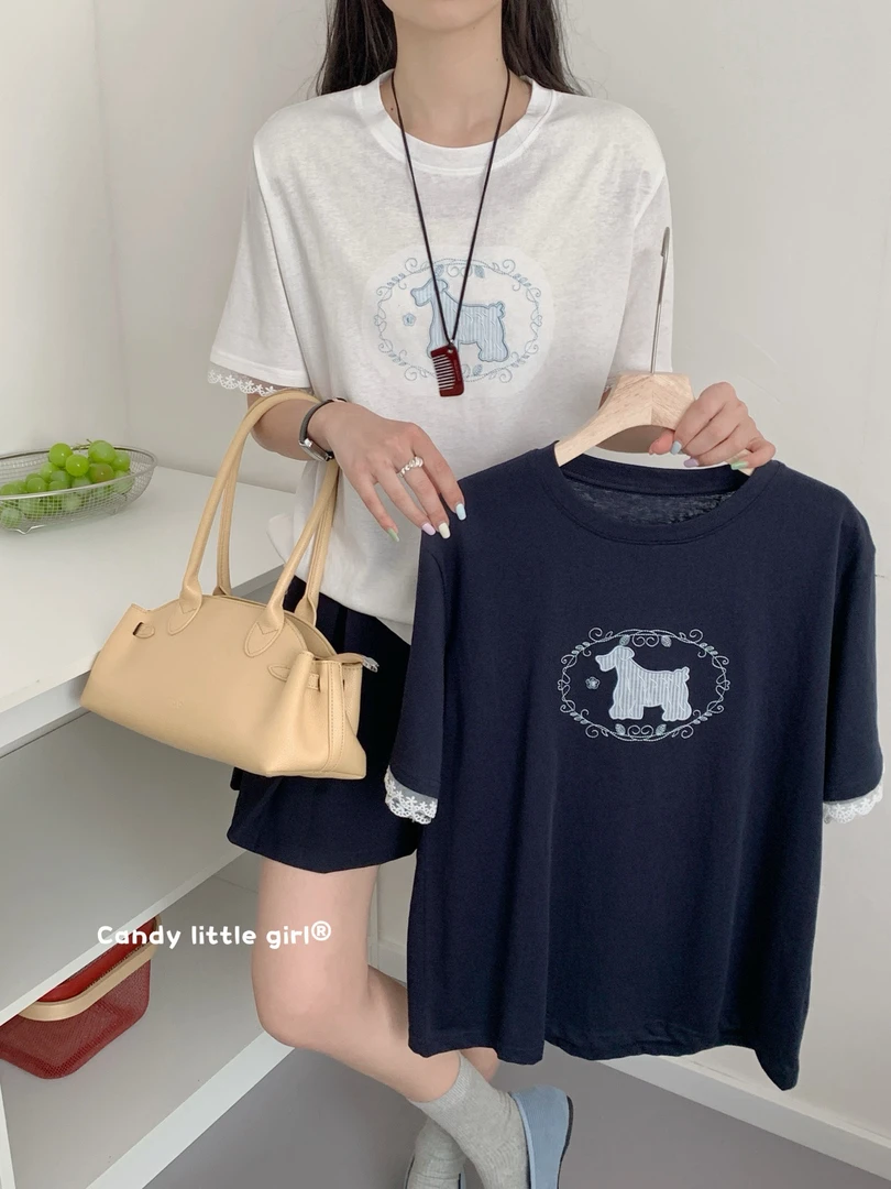 恩熙·新款韩版重工贴补刺绣短袖T恤812815