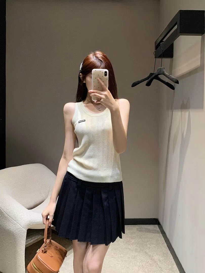 ICCLEK 白色背心百搭无袖休闲时尚夏季宽松气质简约时尚短袖-7061