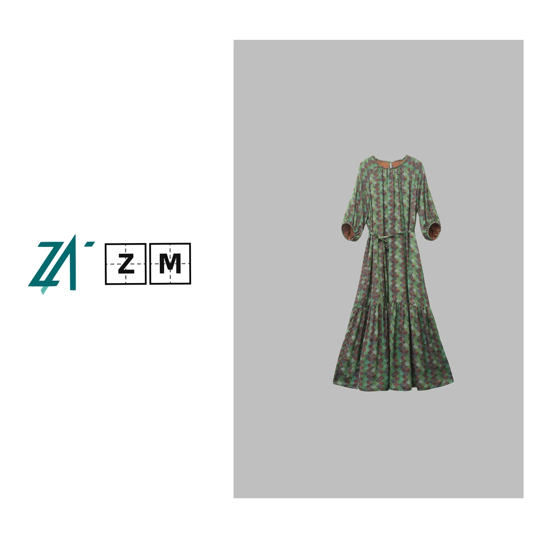 桑蚕丝花萝香云纱中式贵气时尚款连衣裙 J20B50696