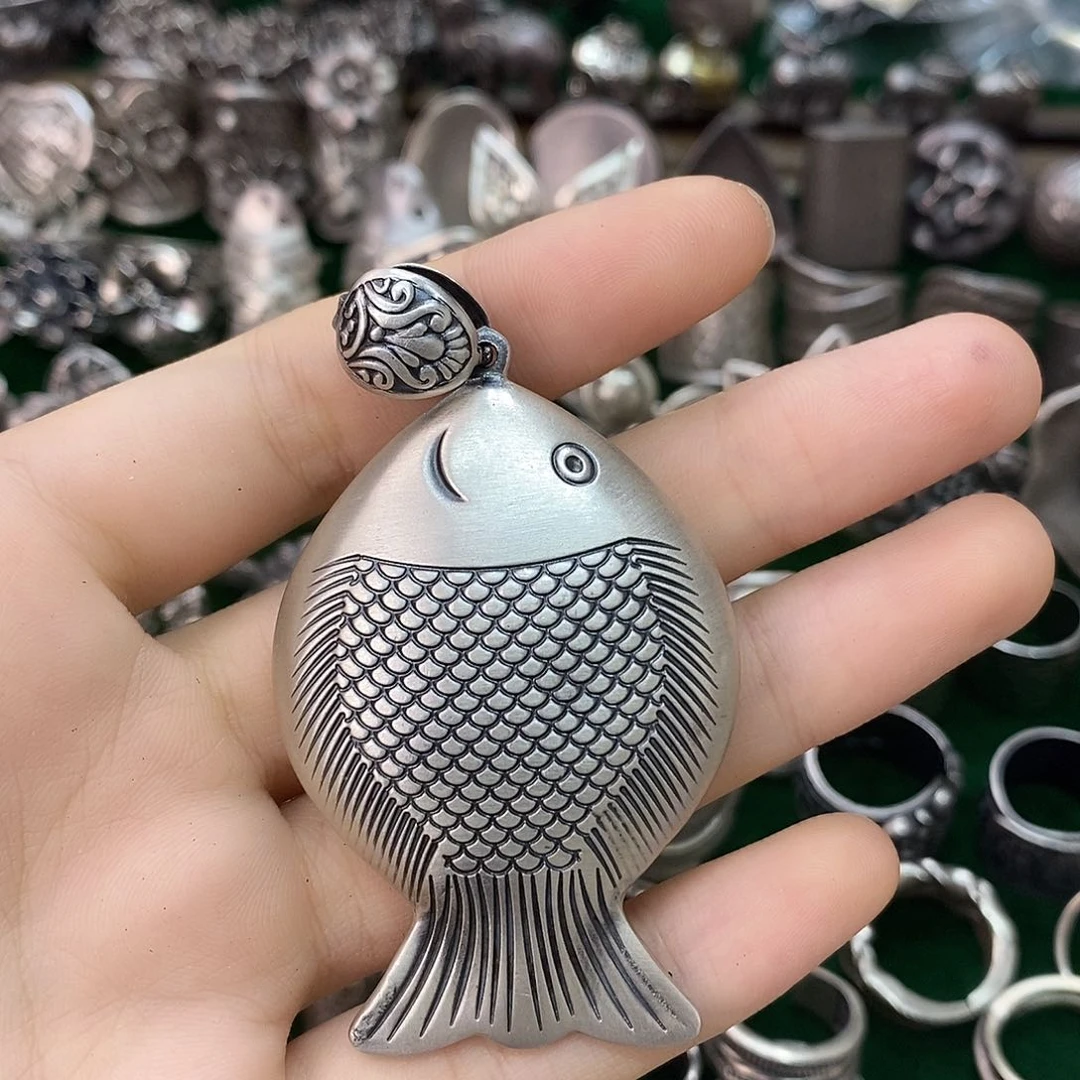无合金999足银锦鲤吊坠（约26.7g)