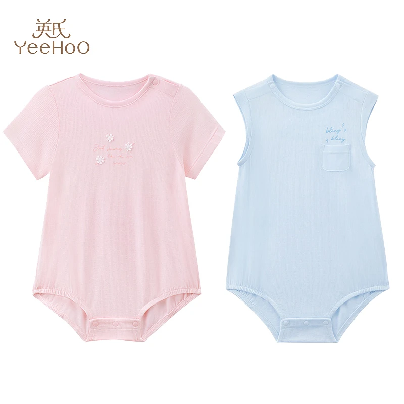 3折英氏婴儿连体衣春夏短袖男女宝三角爬裆哈爬服蛤衣YLDBJ2P005A