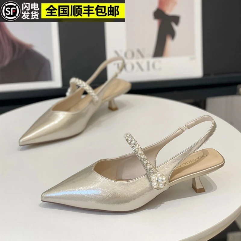 【顺丰包邮】【专柜清仓】夏季新款细跟尖头跟高~3.5cm鞋百搭仙女风