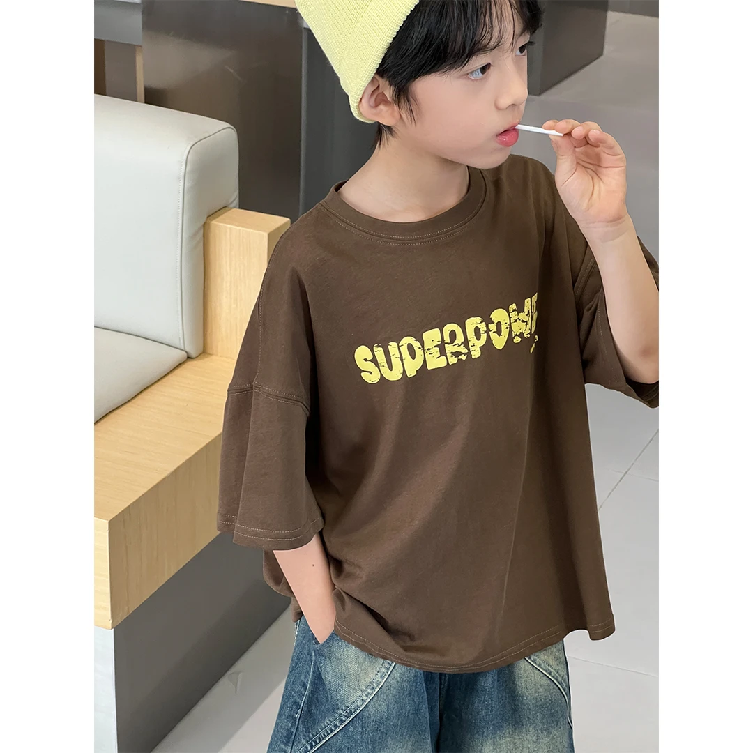 【现货】夏装儿童韩版时尚字母印花休闲宽松圆领短袖T恤CC1002-BXX1