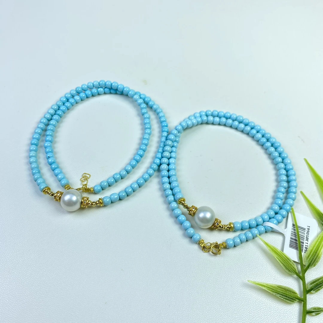 【铭记珠宝】绿松石DIY项链25-DM225H182【多样性发一件】约3*4mm