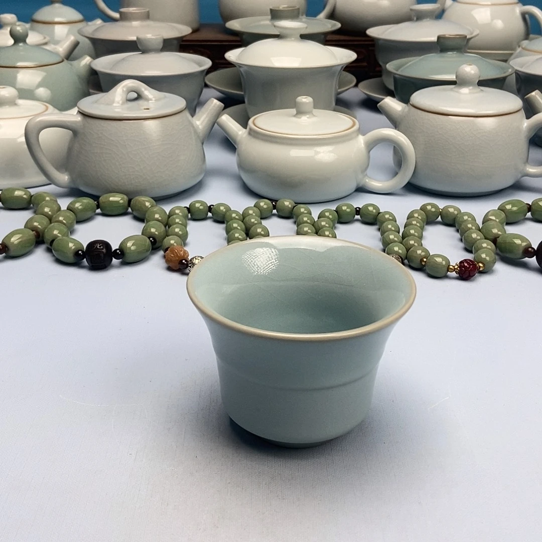 杯微瑕天青马蹄杯原矿原釉原产地