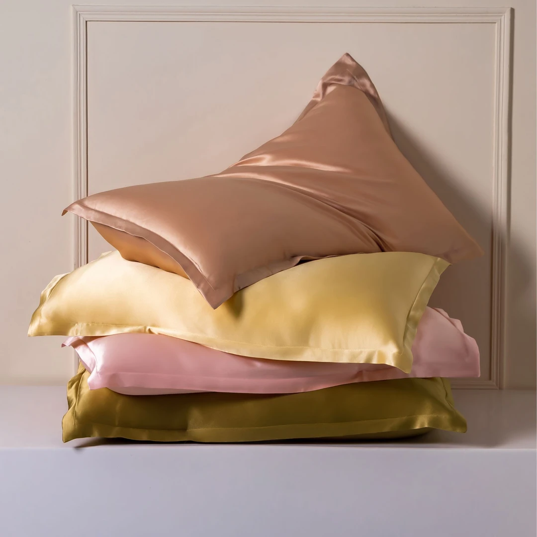 双面凉感真丝枕套纯色宽边飞边舒适睡眠丝绸枕头套100%6A桑蚕丝