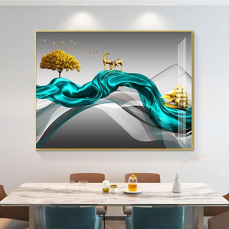 轻奢餐厅装饰画现代简约饭厅背景墙挂画厨房餐桌壁画酒杯高档大气