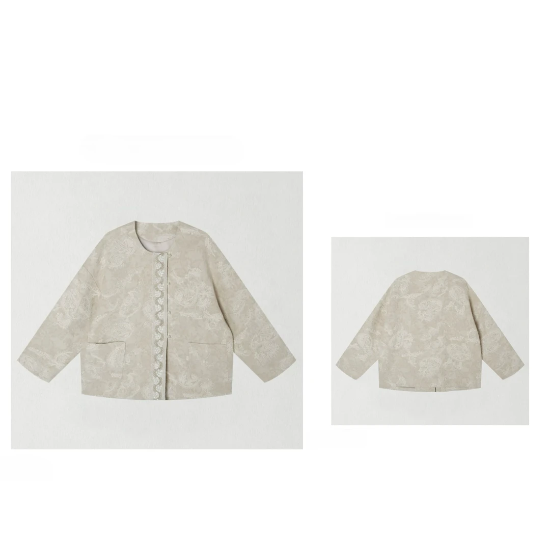 新中式亚麻提花圆领刺绣外套2025-W-1478