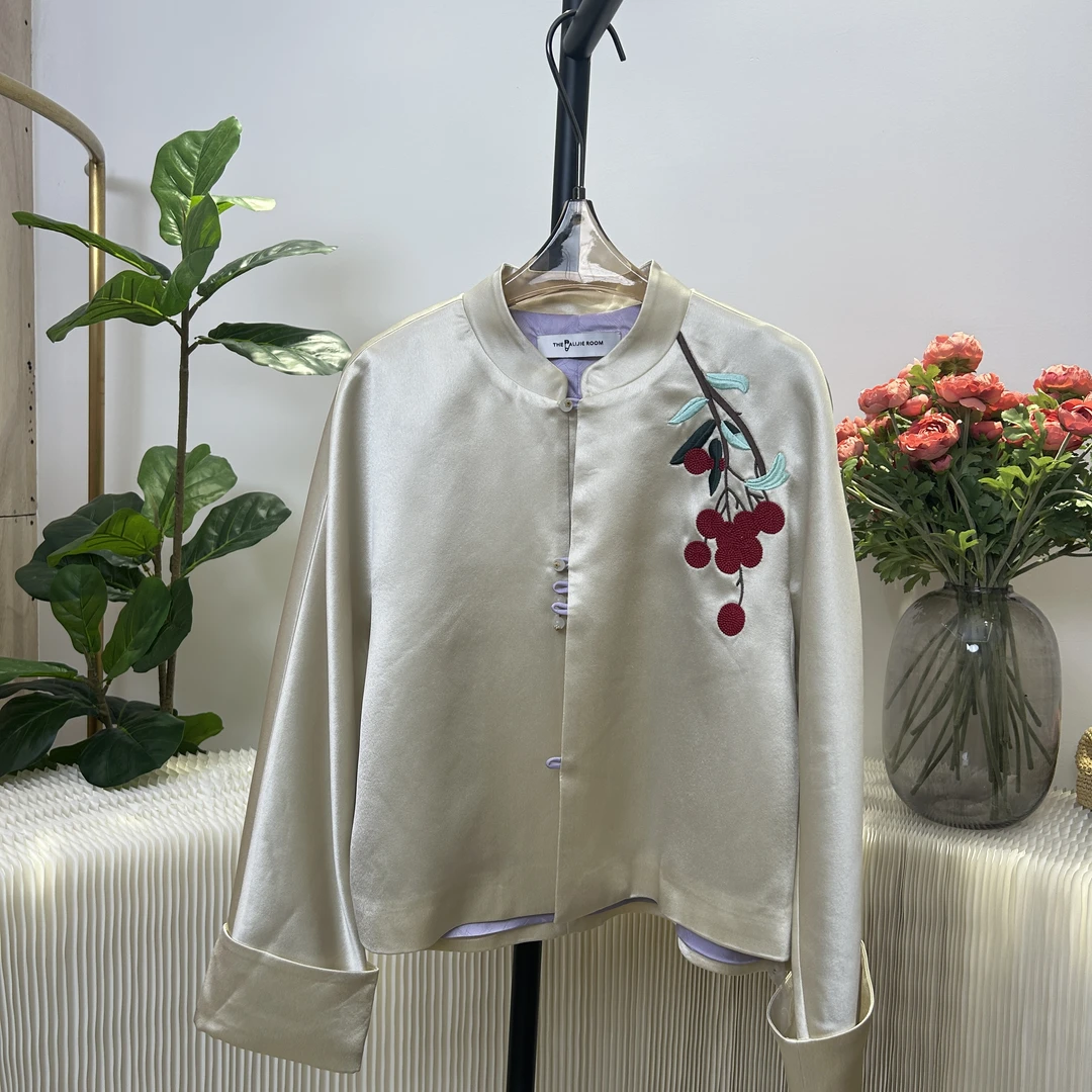 【深圳丽姐-易易】62001立体刺绣醋酸外套