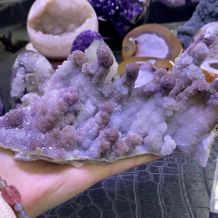 未镶嵌珠宝半成品紫晶紫软满啵啵摆件