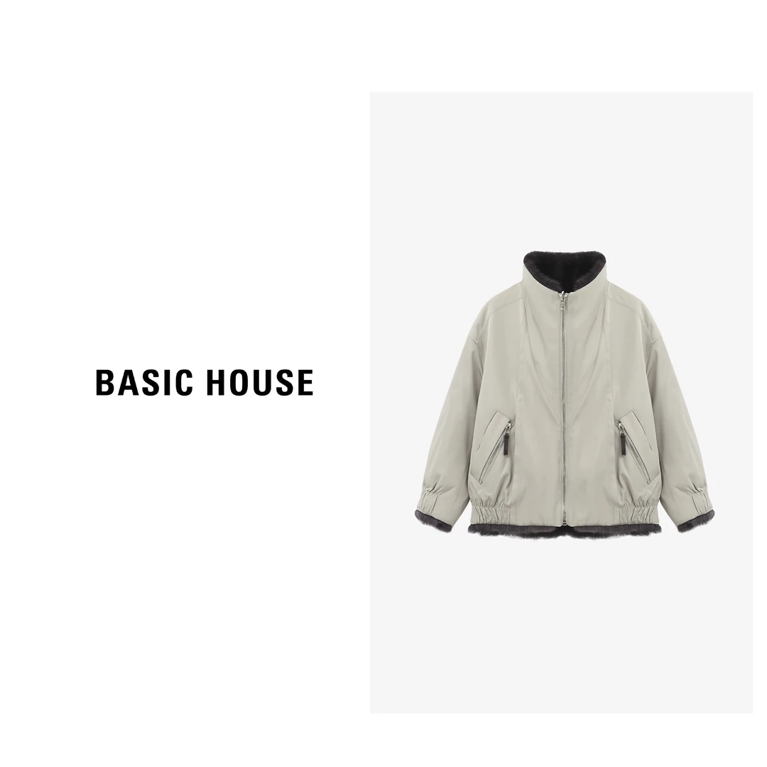 Basic House/百家好冬季新款静奢双面穿真兔毛外套-B0625B5RCS2