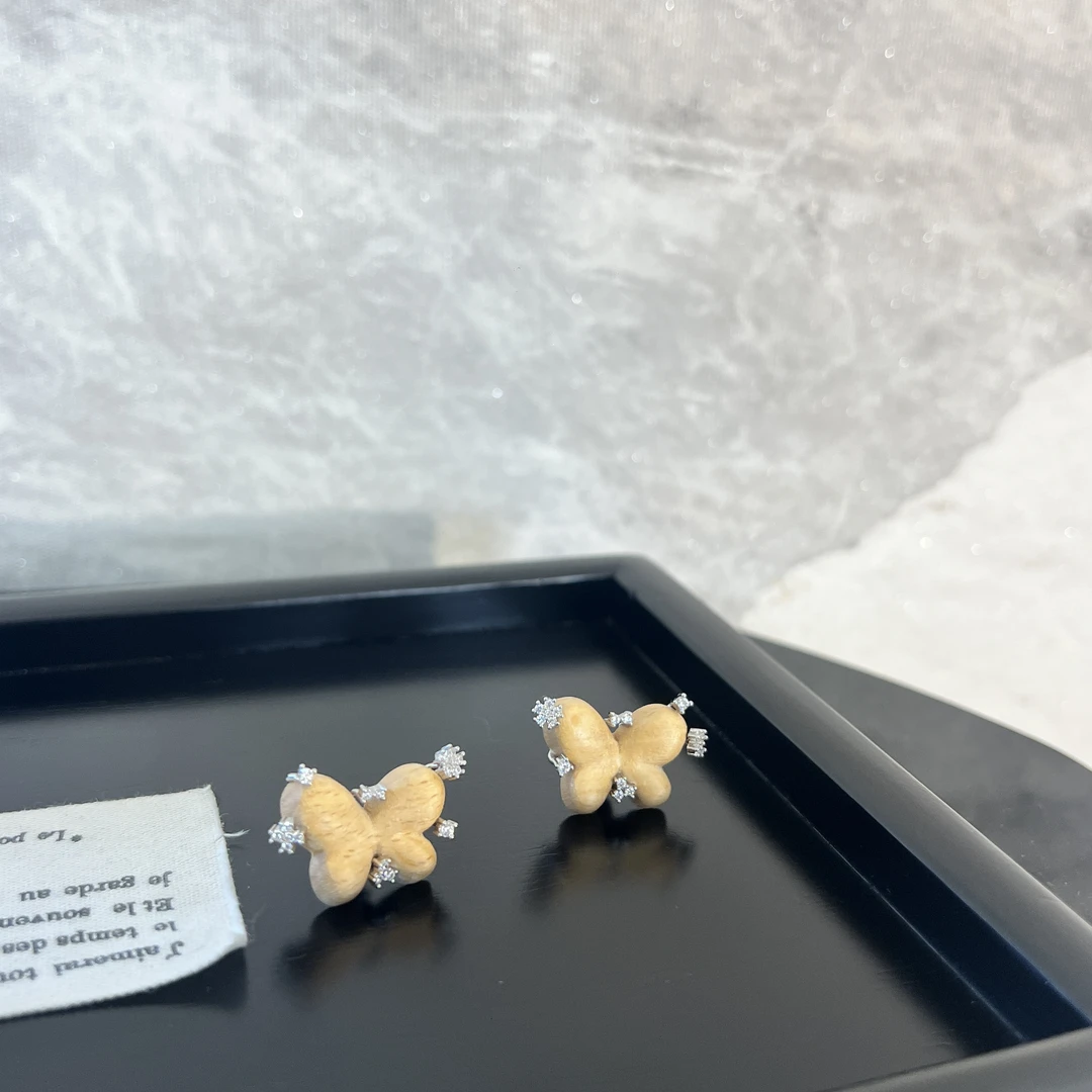 铜合金木质耳饰 木质蝴蝶耳环EH3091