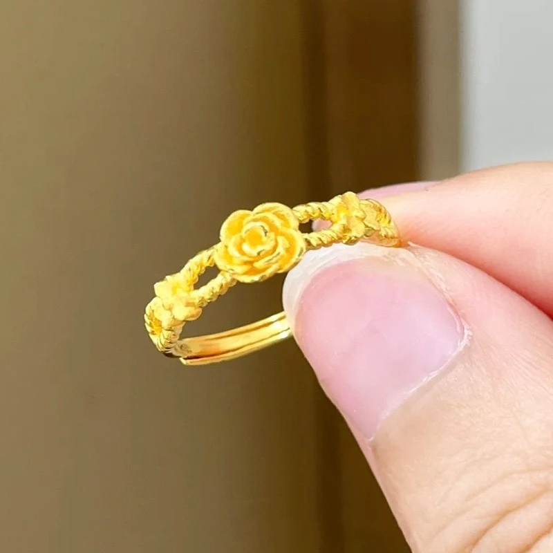 铜合金戒指 真爱玫瑰花开口可调节戒指时尚气质法暗黑光与夜之恋