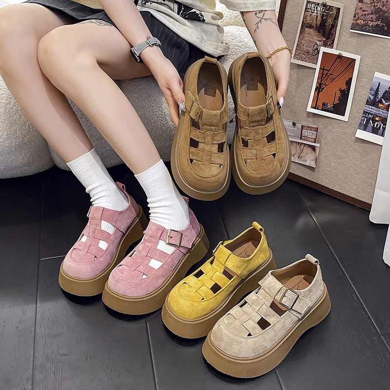 Andrew Kangaroo网红罗马凉鞋2025新款厚底镂空透气外穿勃肯鞋903