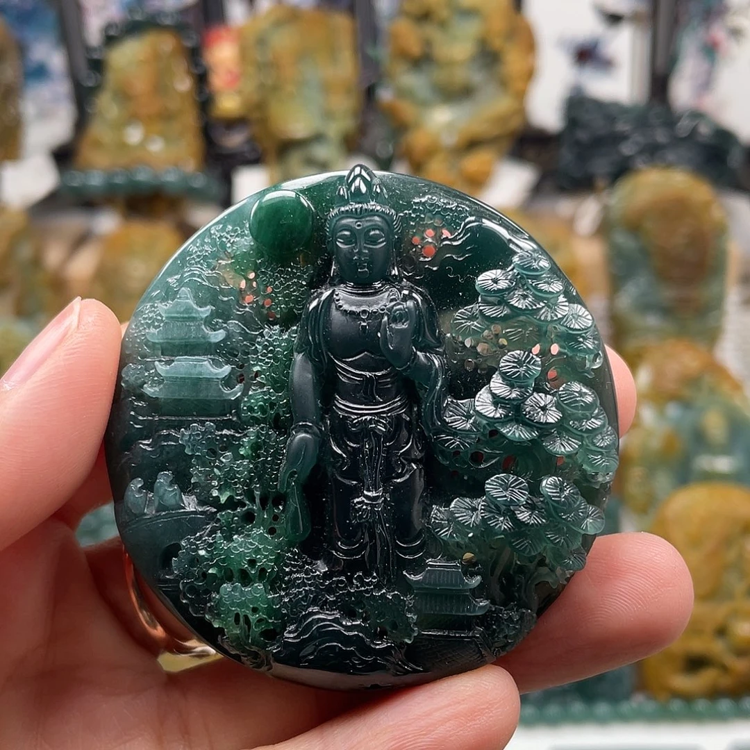 翡翠未镶嵌颈饰天然翡翠a货观音