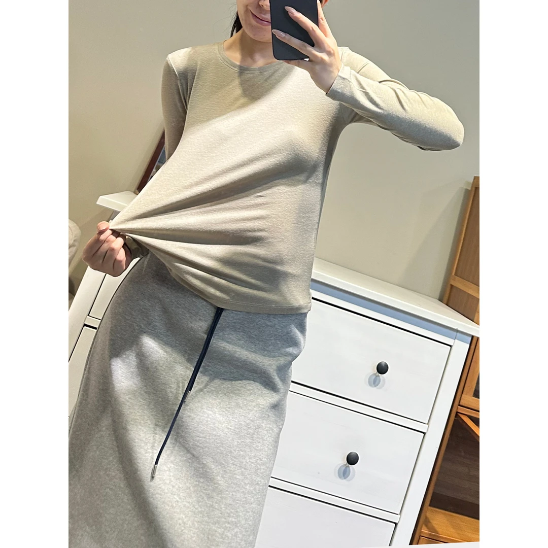 【秋水打底】220g 亚麻+莱赛尔女士长袖打底衫89590