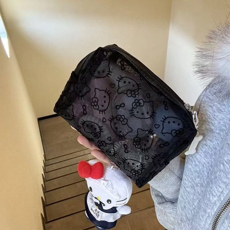 网纱kitty化妆包便携大容量旅行收纳包手补妆包耐脏百搭出差