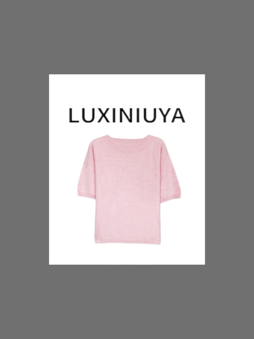 【LUXINIUYA】 闭眼入！羊毛山羊绒品软糯半袖毛衣#QDS80590