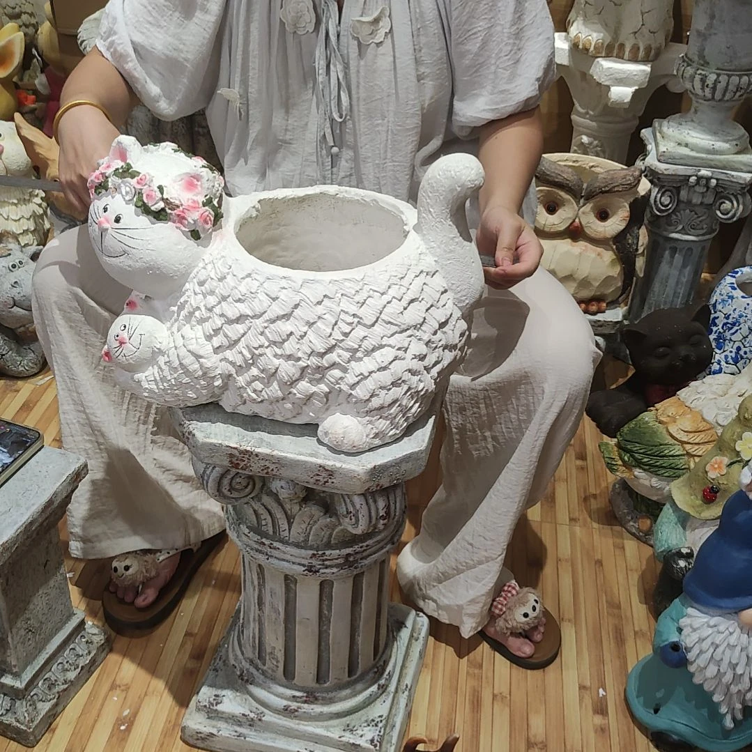 合成树脂氧化镁母子猫花盆