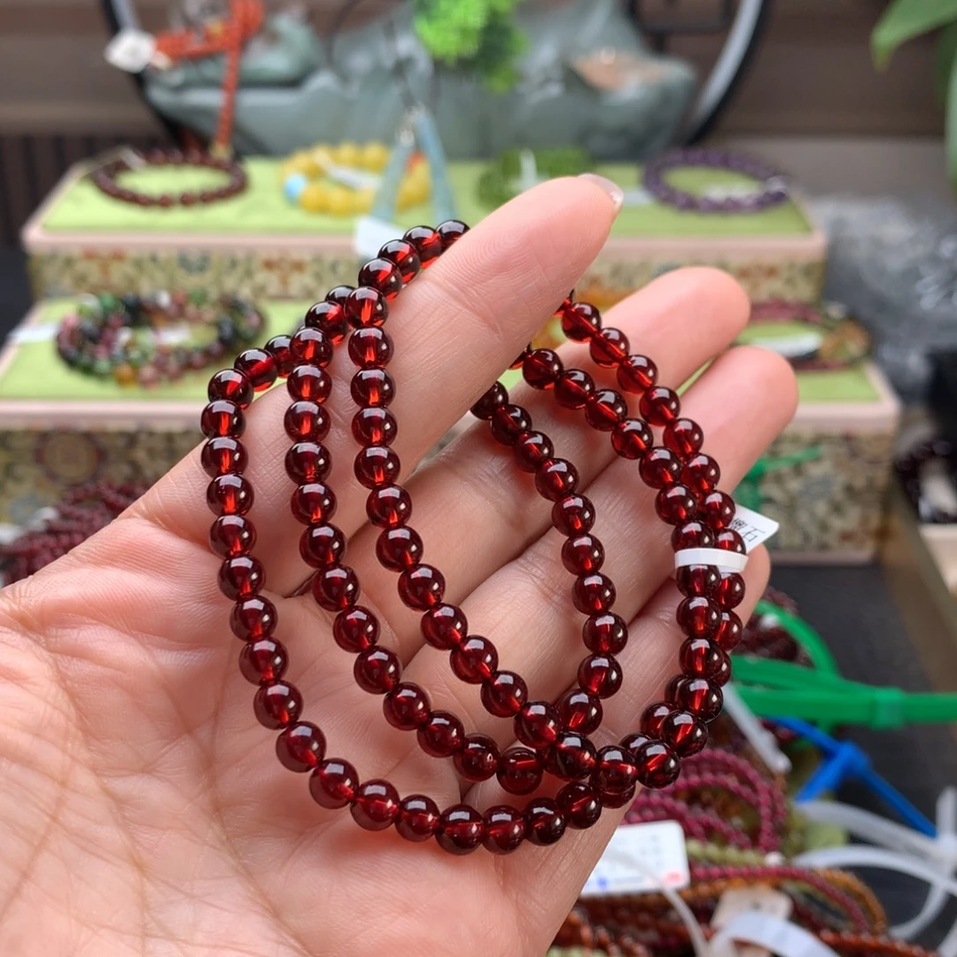 石榴石手链未镶嵌手串5.5