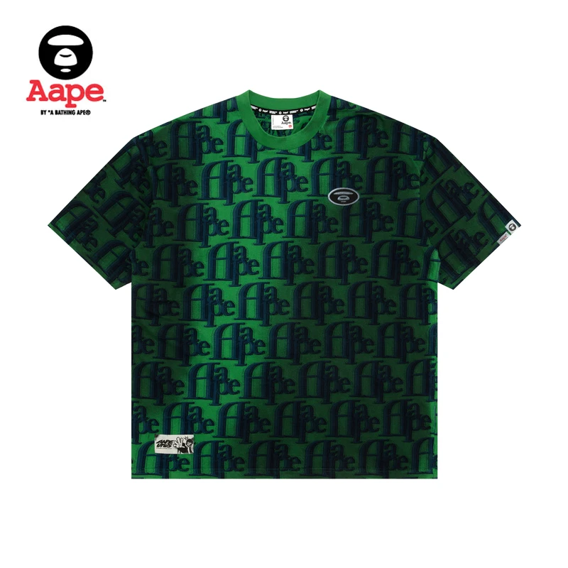 Aape旗舰店男装25春夏字母提花渐变潮流休闲短袖T恤1664XXO