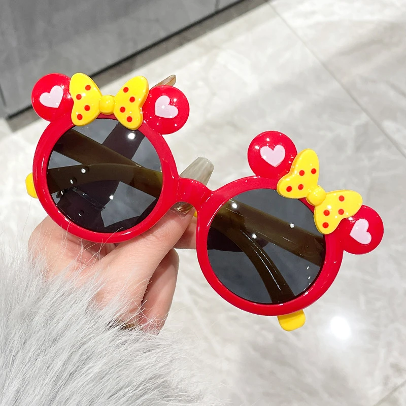 可爱儿童太阳镜高清防紫外线男女童卡通眼镜甜美蝴蝶结时尚防晒墨