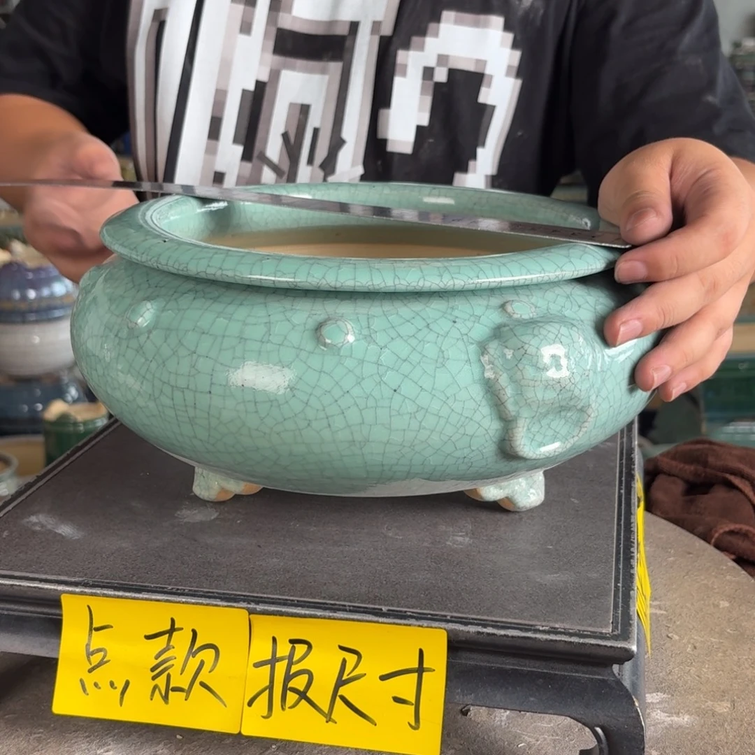 。一风堂石湾花盆 瑕疵 高温裂 釉水薄 气孔 内20^9