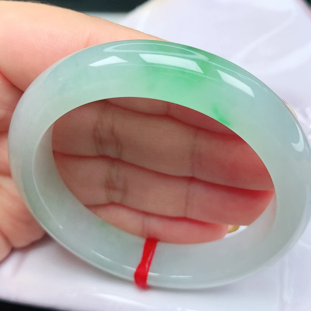未镶嵌手镯翡翠49冰阳绿超美