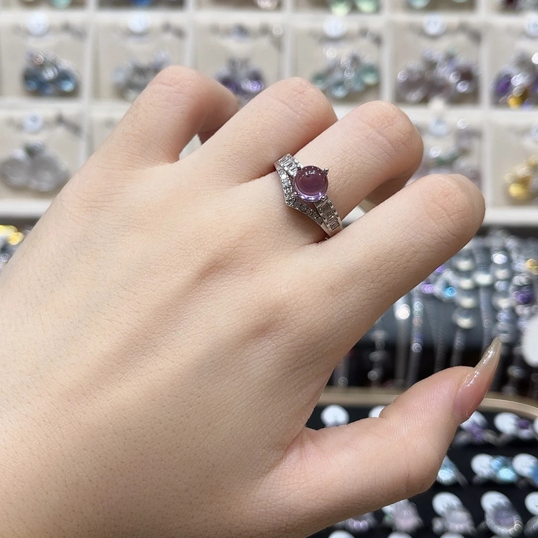 蛇纹石玉银S925镶嵌戒指