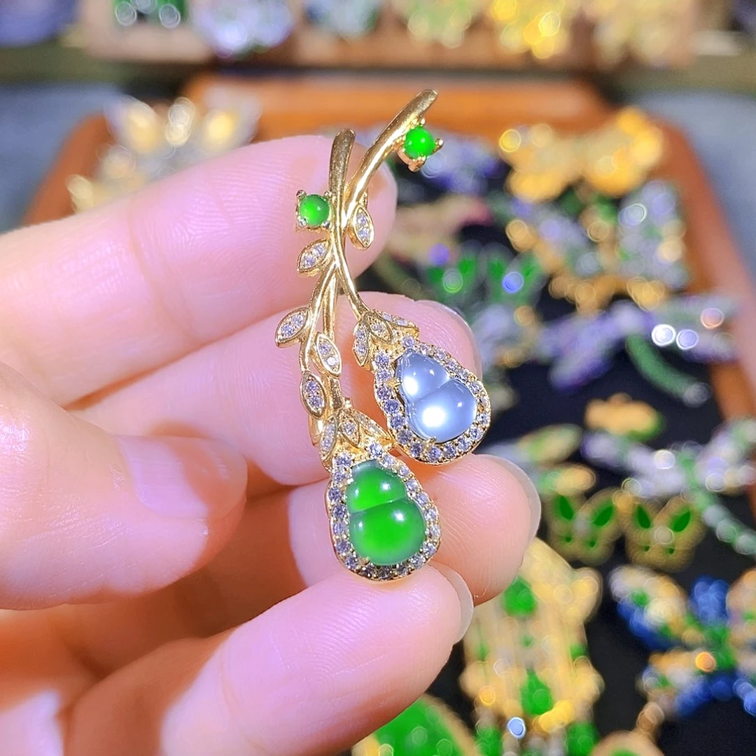 吊坠(不含链)银S925镶嵌翡翠