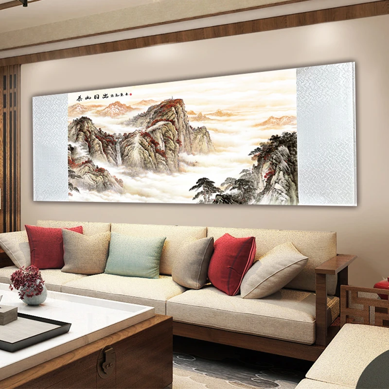 《泰山日出》横版挂画吉祥玄关客厅背景墙中式国风装饰画