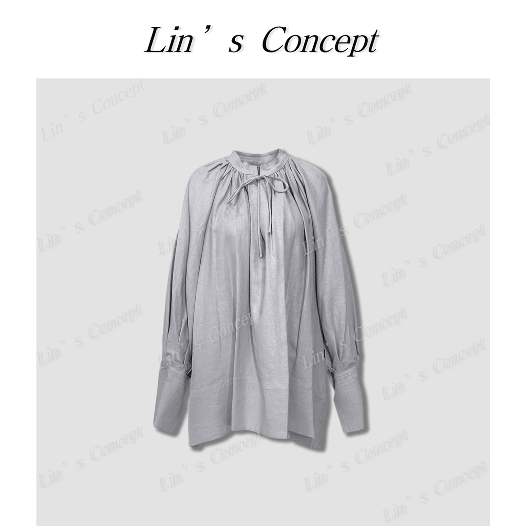 【Lin's concept】ZC极简老钱风系带式纯色衬衫DL6415