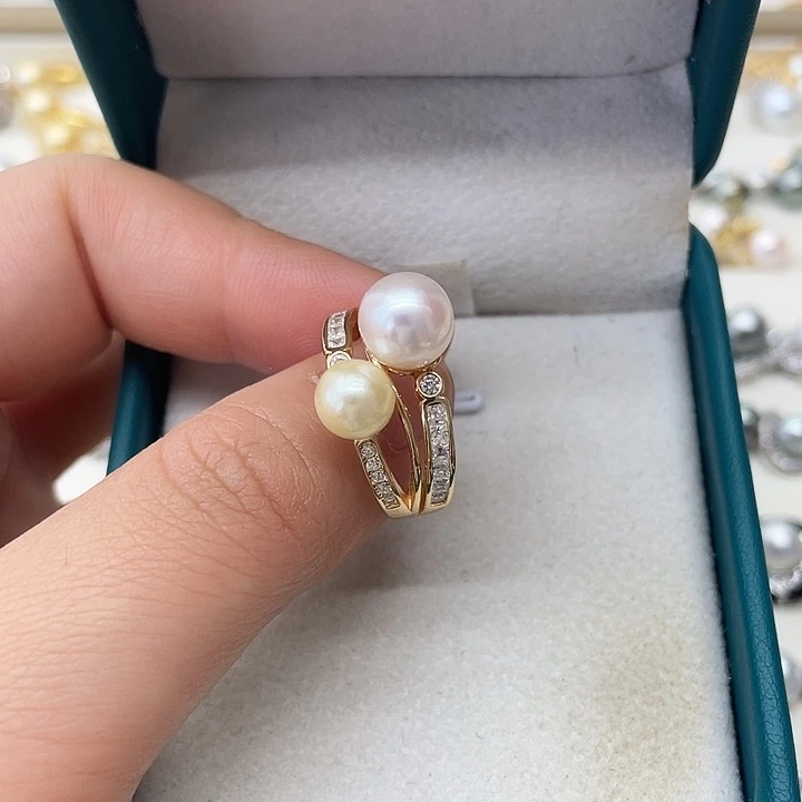 海水珍珠戒指银S925镶嵌