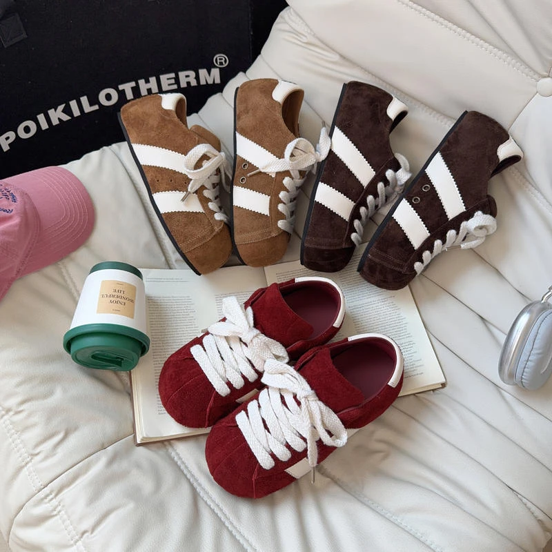 2025秋季新款复古内增高美拉德系带卡皮巴拉大头德训鞋休闲板鞋女