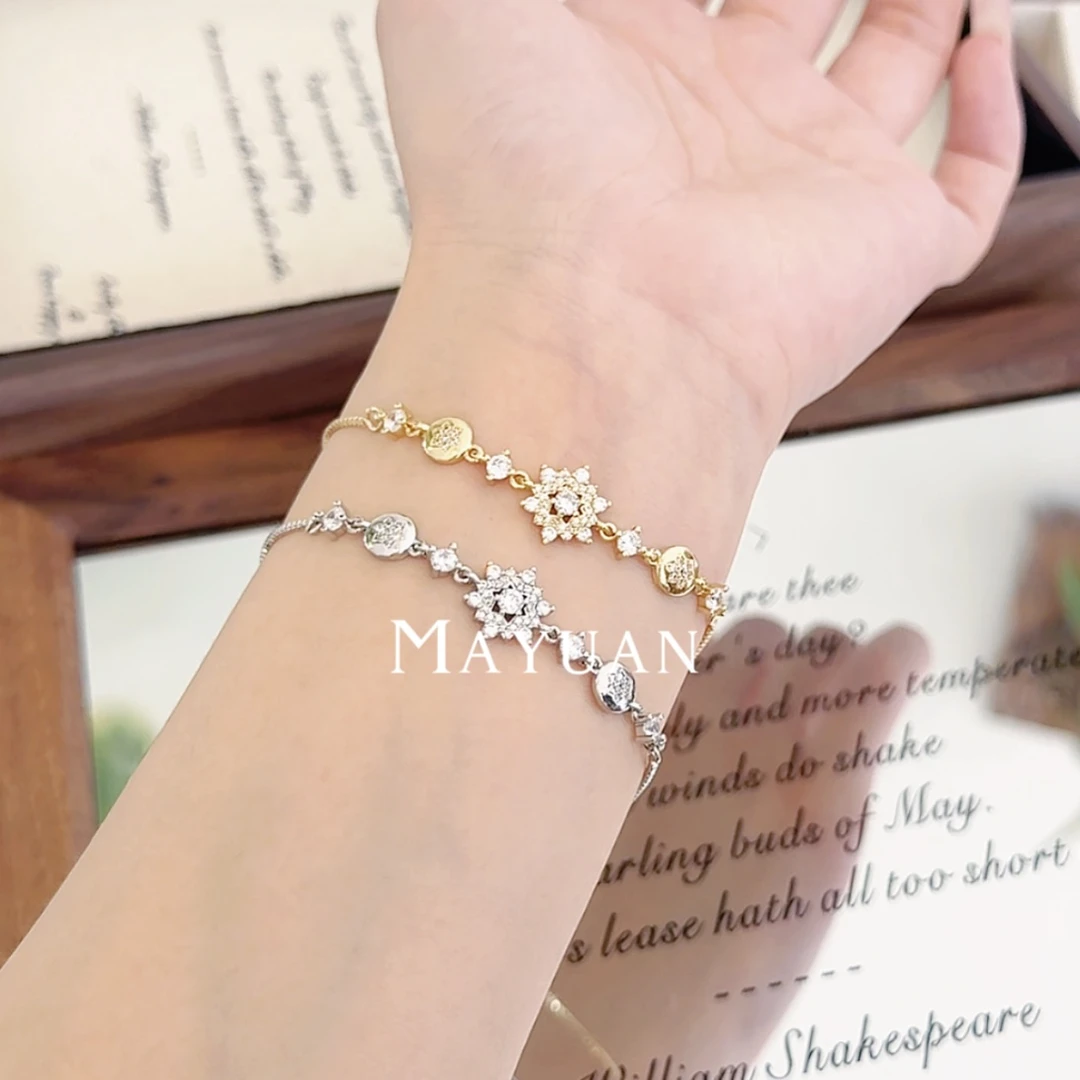 合金锆石手链 【雪花】MY119 百搭可调节雪花DIY设计手链多样性