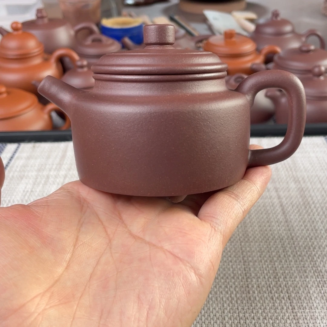 紫砂茶壶微瑕半手工老紫泥德钟壶150cc